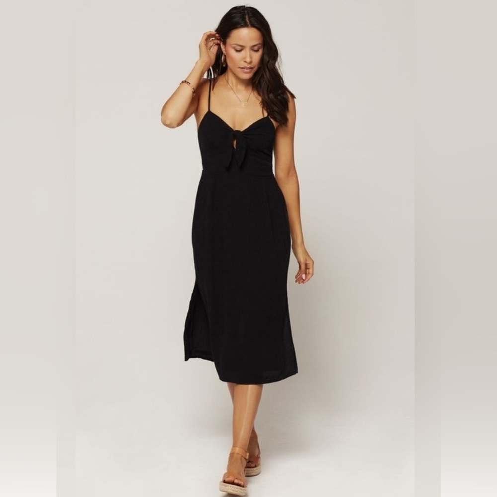 L*Space Black Amanda Tie Midi Dress
